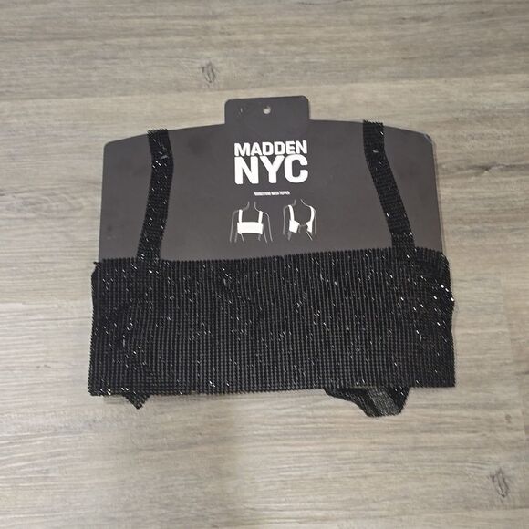 Steve Madden Madden NYC Rhinestone Mesh Topper- Black - Picture 9 of 10